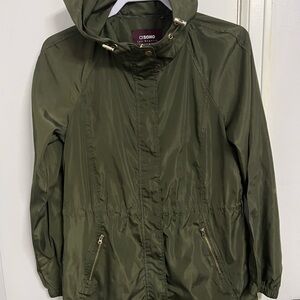 Olive Green Hooded Rain Windbreaker Jacket